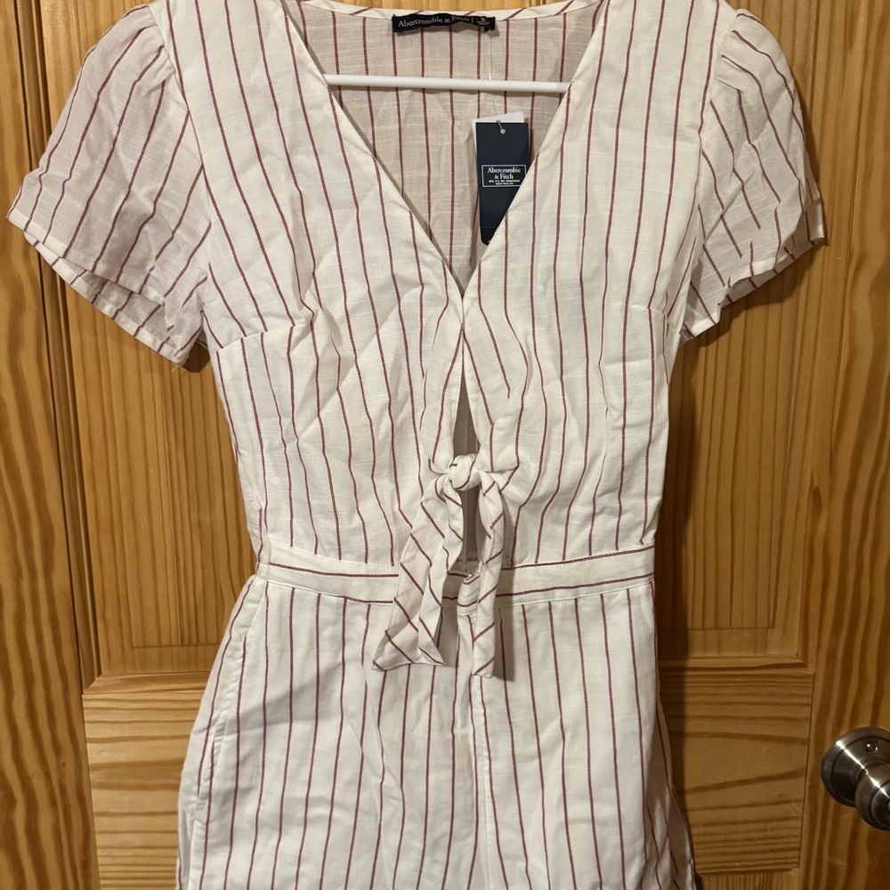 Abercrombie & Fitch Striped Tie-Front Jumpsuit